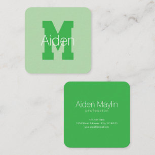 Modern monogram med fetstil   Blek & Kelly Grönt Fyrkantigt Visitkort