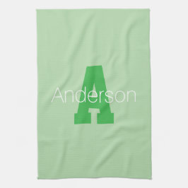 Modern monogram med fetstil | Blek & Kelly Grönt Kökshandduk