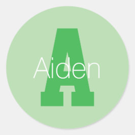 Modern monogram med fetstil | Blek & Kelly Grönt Runt Klistermärke