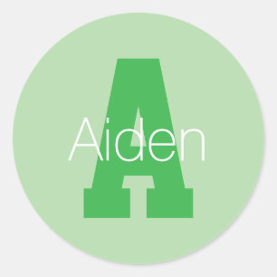 Modern monogram med fetstil   Blek & Kelly Grönt Runt Klistermärke