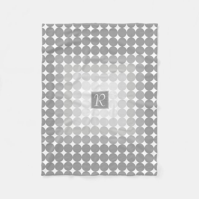 Modern Monogram med grå cirklar Fleecefilt (Framsidan)