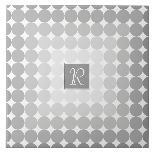 Modern Monogram med grå cirklar Kakelplatta (Framsidan)