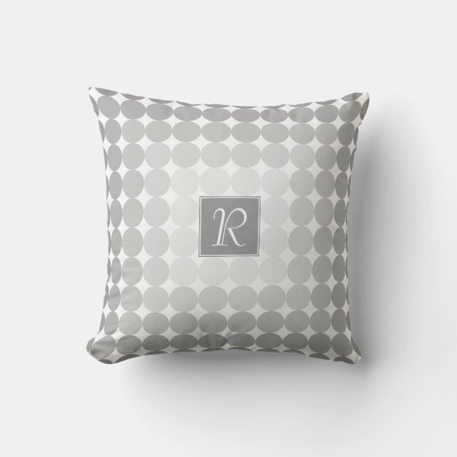 Modern Monogram med grå cirklar Kudde (Framsida)