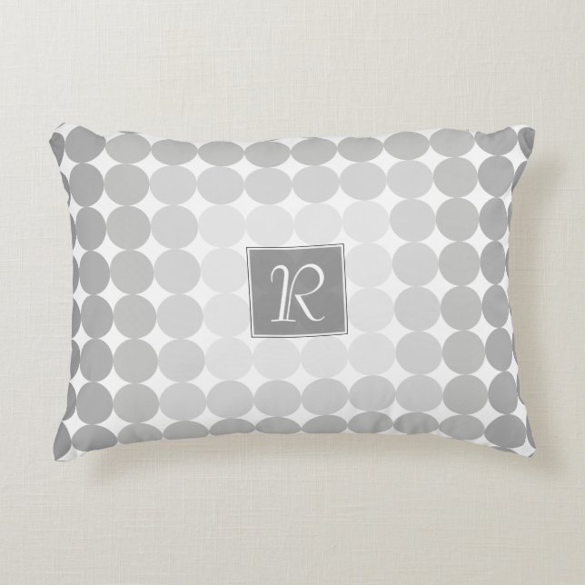 Modern Monogram med grå cirklar Prydnadskudde (Framsidan)