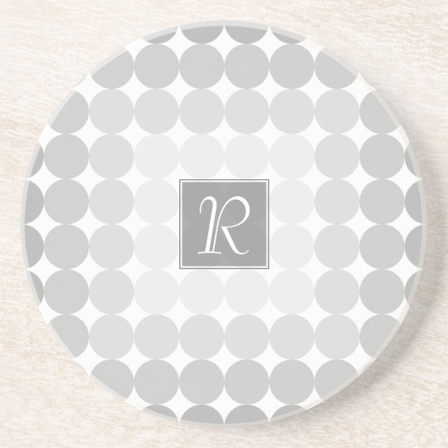 Modern Monogram med grå cirklar Underlägg Sandsten (Framsidan)