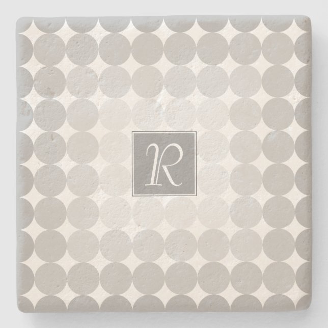 Modern Monogram med grå cirklar Underlägg Sten (Framsidan)