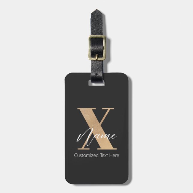 Modern Monogram med Initial X & Personligt Namn Bagagebricka (Vertikal Framsida)
