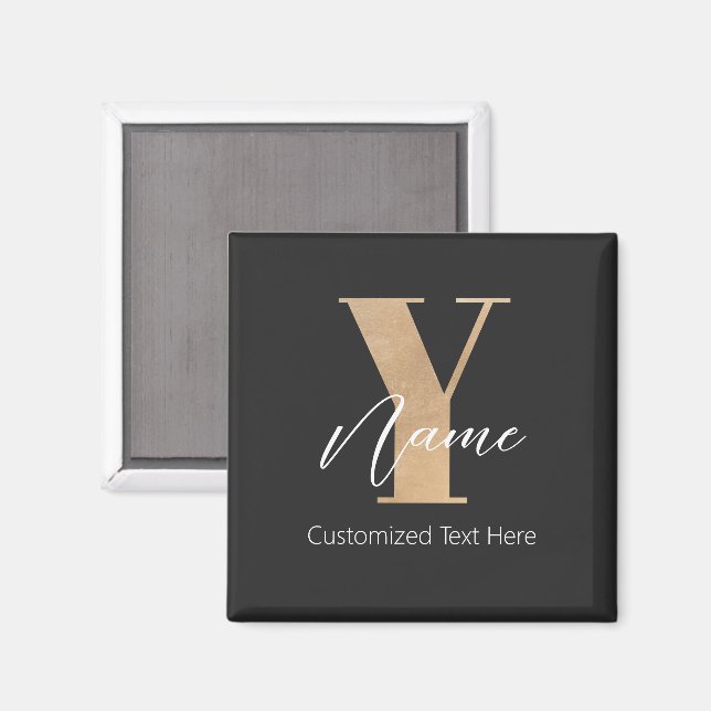 Modern Monogram med Initial Y & Namn Personlig Magnet (Front/Back)