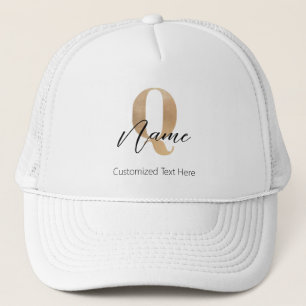 Modern Monogram med Initialen Q & Namn Personlig Keps