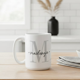 Modern Monogram Minimal Black White Kaffemugg