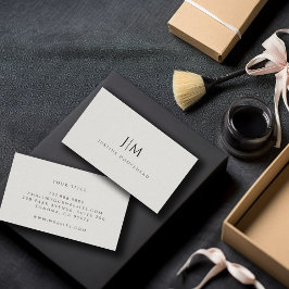 Modern monogram minimal lineneffekt med lätt Grått Visitkort