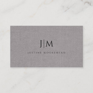 Modern monogram, minimal Mörk Grått Linen Effekt Visitkort