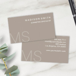 Modern Monogram Minimalist Beige Yrkesprofessional Visitkort