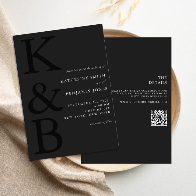 Modern Monogram - minimalistisk alla i ena Bröllop Inbjudningar (Skapare uppladdad)