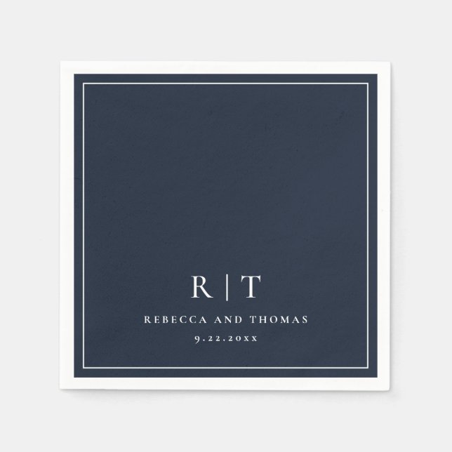 Modern Monogram - minimalistisk Bröllop Pappersservett (Framsidan)