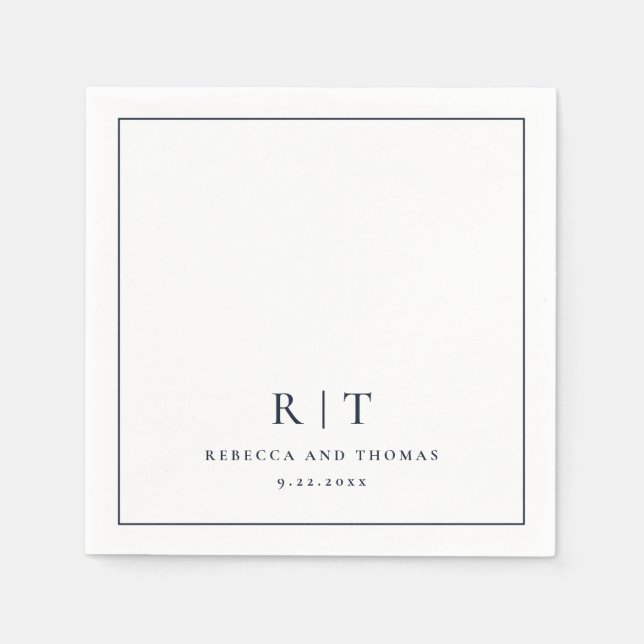 Modern Monogram - minimalistisk Bröllop Pappersservett (Framsidan)