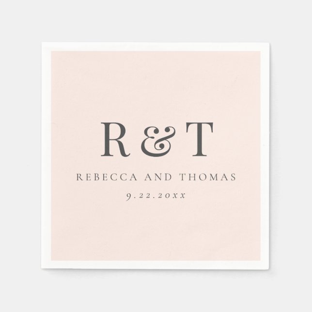 Modern Monogram - minimalistisk Bröllop Pappersservett (Framsidan)