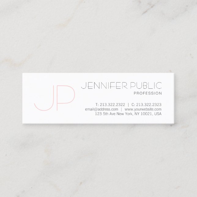 Modern Monogram Minimalistisk Design Lyx Professio Mini Visitkort (Framsida)