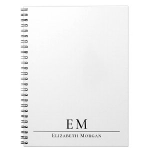 Modern Monogram Minimalistisk Elegant Svart Vit Anteckningsbok