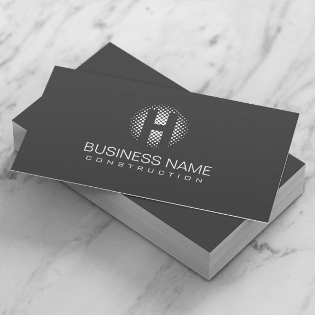 Modern Monogram-minimalistisk Grått-Professionell Visitkort (Skapare uppladdad)