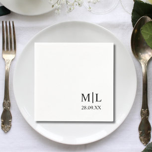 Modern Monogram Minimalistisk Skräddarsydd Bröllop Pappersservett