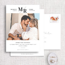 Modern monogram - minimalt foto - spara datumkorte spara datumet