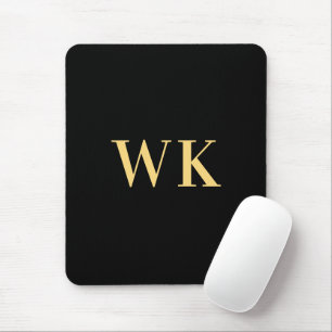 Modern Monogram - minimalt svart Guld Musmatta