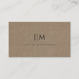 Modern monogram minsta lilla brun lineffekt visitkort