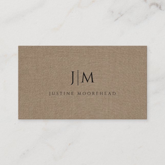 Modern monogram minsta lilla brun lineffekt visitkort (Framsida)