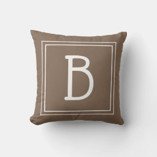 Modern monogram Monogrammed inledande Brown & Whit Kudde
