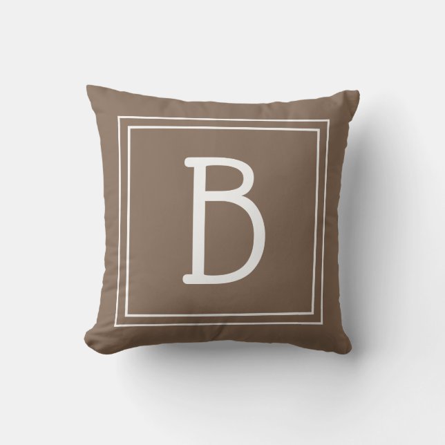 Modern monogram Monogrammed inledande Brown & Whit Kudde (Framsida)