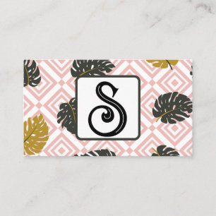 Modern Monogram Monstera Löv Visitkort