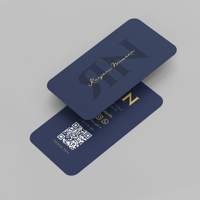 Modern Monogram Mörk blått Guld-Professionellen Visitkort (Modern Monogram Dark Blue Gold Professional Business Card
)
