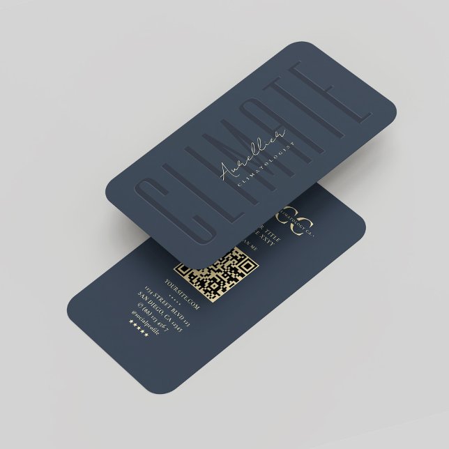 Modern monogram Mörk blått klimatklimatforskare Visitkort (Modern Monogram Climate Climatologist Dark Blue Business Card
)
