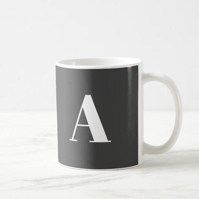 Modern monogram mörk grått-anpassningsbar, första  kaffemugg (Höger)