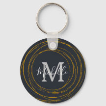 Modern monogram Mörk Grått Guld Ringar