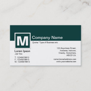 Modern Monogram - Mörk Moss Grönt och Vit Visitkort