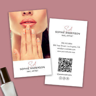 Modern Monogram Nail Artist White Visitkort