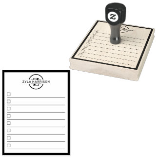 Modern Monogram Name 8 Row To Do List 4" x 5" Stämpel