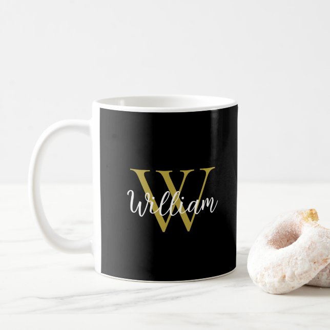Modern monogram Namn Kaffemugg (Med munk)