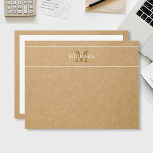 Modern Monogram Namn Kraft Stil Personlig Anteckningskort