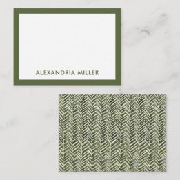 Modern monogram Namn Olive Herringbone Anteckningskort