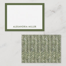 Modern monogram Namn Olive Herringbone Anteckningskort