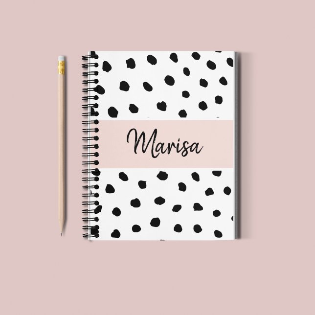 Modern Monogram Namn | Pastellns Rosa och svarta p Anteckningsbok (Skapare uppladdad)