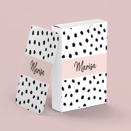 Modern Monogram Namn | Pastellns Rosa och svarta p Casinokort