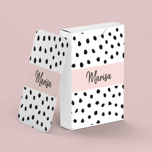 Modern Monogram Namn   Pastellns Rosa och svarta p Casinokort