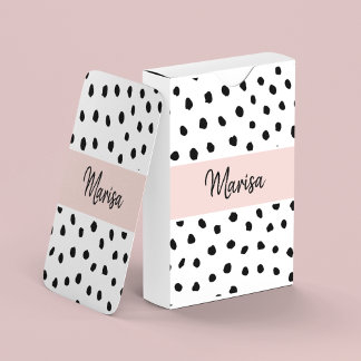 Modern Monogram Namn | Pastellns Rosa och svarta p Casinokort