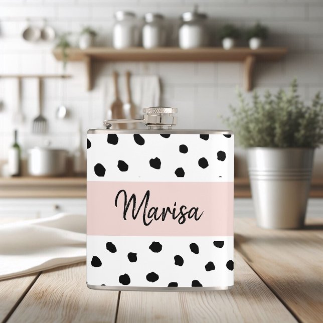 Modern Monogram Namn | Pastellns Rosa och svarta p Fickplunta (Skapare uppladdad)