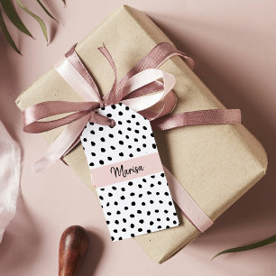 Modern Monogram Namn   Pastellns Rosa och svarta p Presentetikett