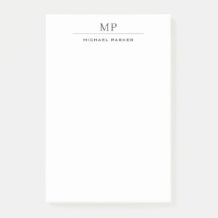 Modern Monogram Namn Professionell Plain Simple Post-it Block